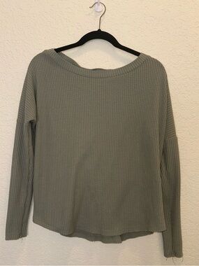 Aeropostale Seriously Soft Waffle Knit Long Sleeve Top - Sage Green Size Medium